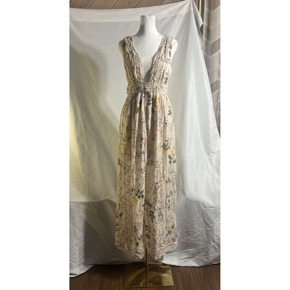 VICI Dress Women’s L Maxi Floral Babydoll Boho Smocked V Neck